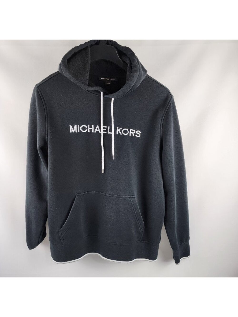 Michael Kors Sweatshirt Mens Large Black Logo Embroidered Bold Spellout Hoodie